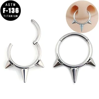 astm f136 titanium nose ring helix piercing spikes hoop hinged segment daith earrings ear tragus cartilage nose studs jewelry