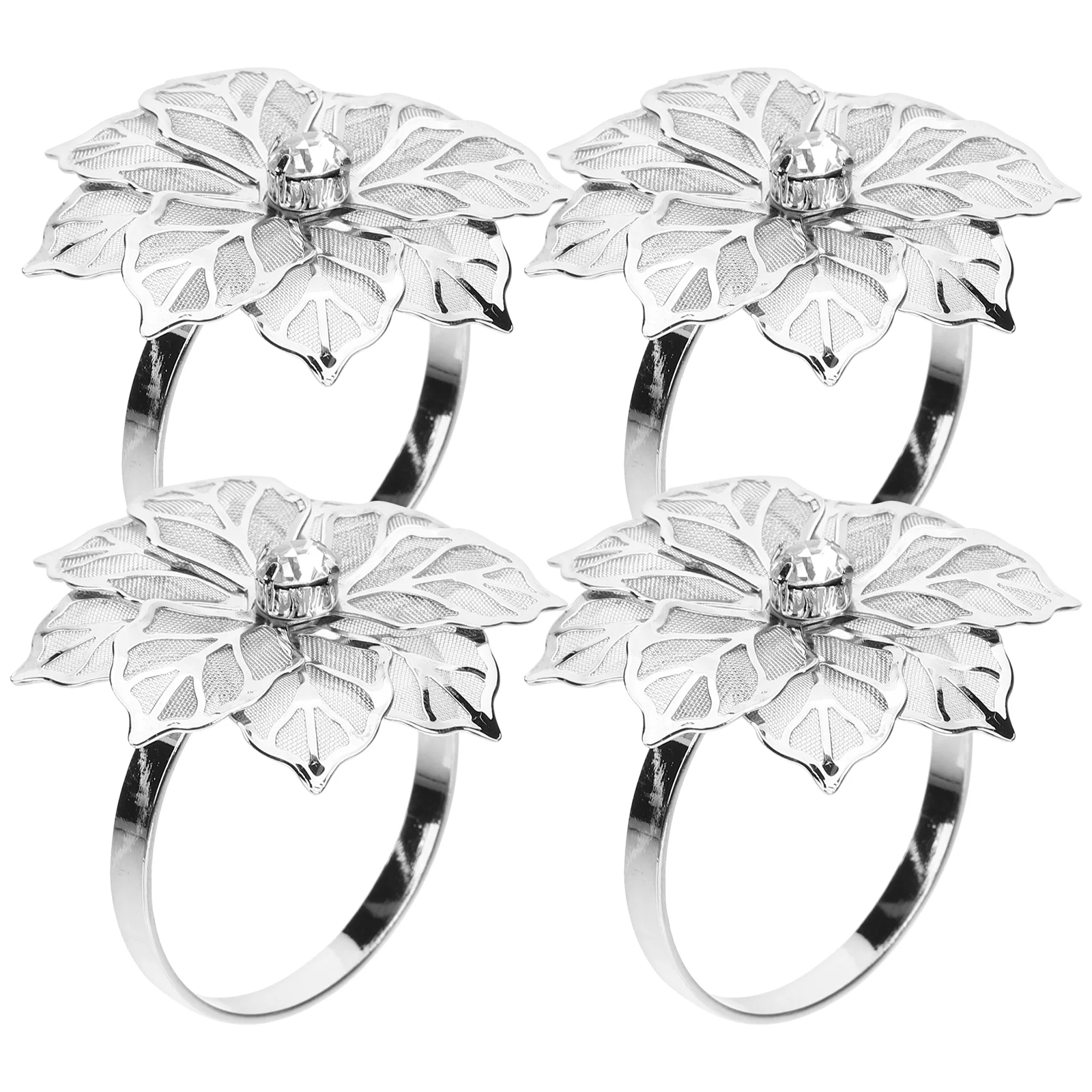

Napkin Rings Ring Flower Holder Floral Rhinestone Serviette Metal Buckles Wedding Party Holders Napkins Towel Spring Banquet
