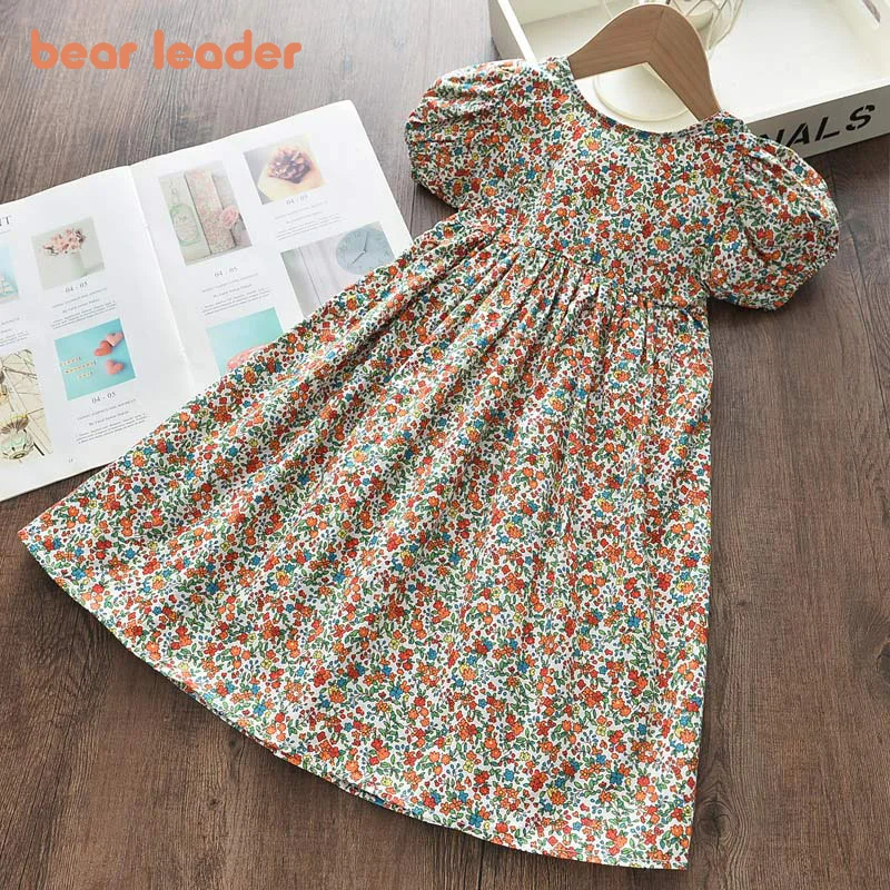 Bear Leader Girls Flowers Casual Dress 2022 New Summer Kids Floral Princess Sweet Costumes Toddler Children Vestidos 3 7Y | Детская