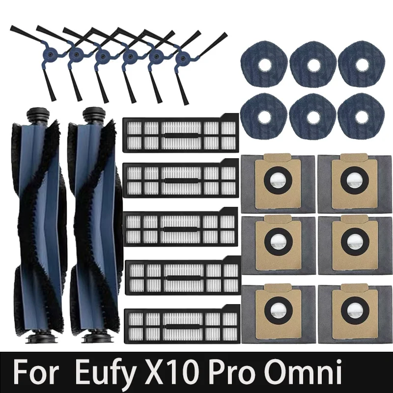 Фото Для робота-пылесоса Eufy X10 Pro Omni: мешок для сбора пыли, HEPA-фильтр, роликовая и боковые щетки, салфетки для влажной уборки, аксессуары №1