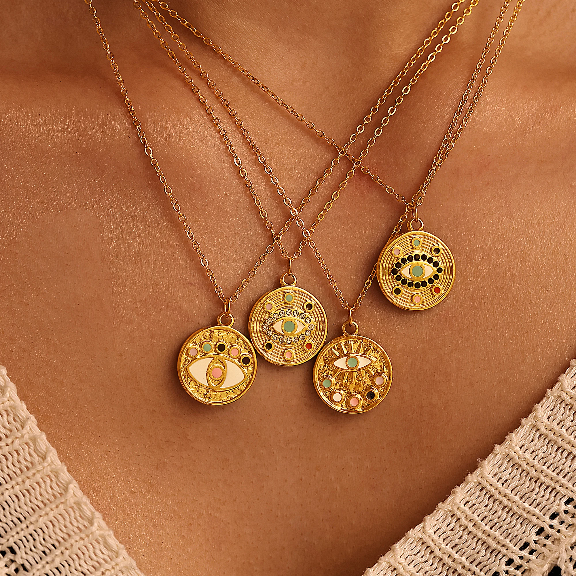 Ожерелье из нержавеющей стали с эмалью