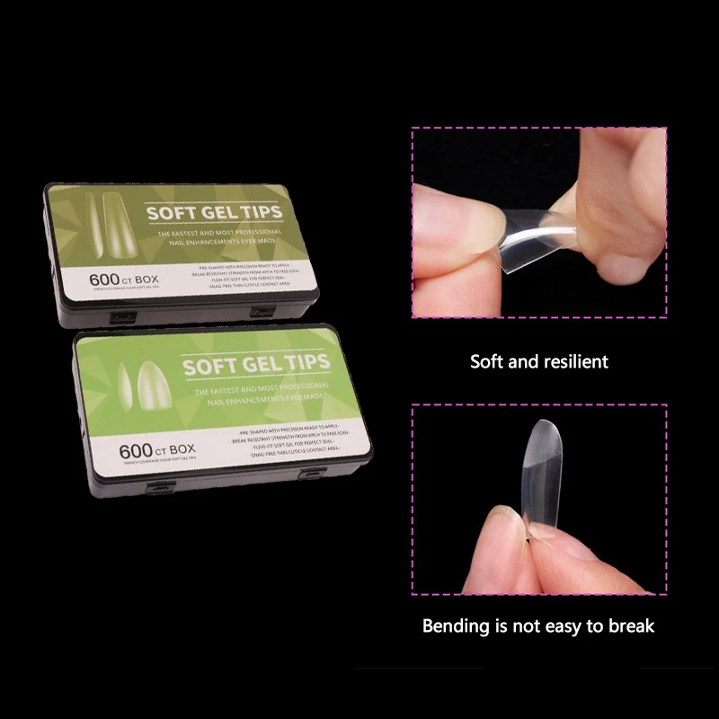 600 шт./кор. легкие полное покрытие матовые накладки для ногтей ультратонкие без