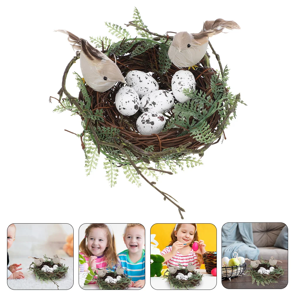 Набор птичьих гнезд, украшение в виде яйца, поддельные маленькие яйца, украшения для елки, украшения для птиц на рождественскую елку