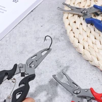 outdoor plastic handle clipper tool with lanyard bait line cutter stainless steel scissor hook removers fishing pliers