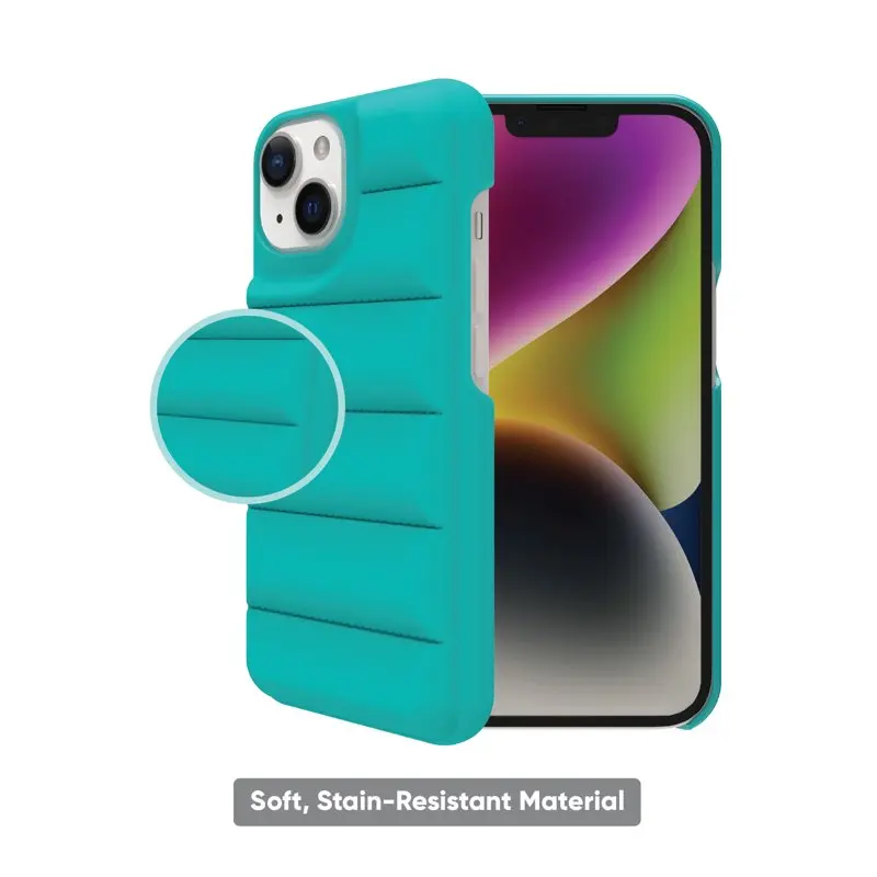 2023 new for Puffer Soft Quilted Phone Case for iPhone 14 and iPhone 13 - Teal