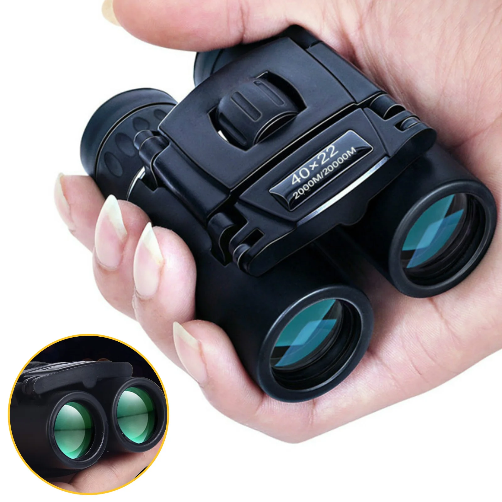 

40x22 HD Powerful Binoculars 2000M Long Range Folding Mini Telescope FMC Optics For Hunting Sports Outdoor Camping Travel