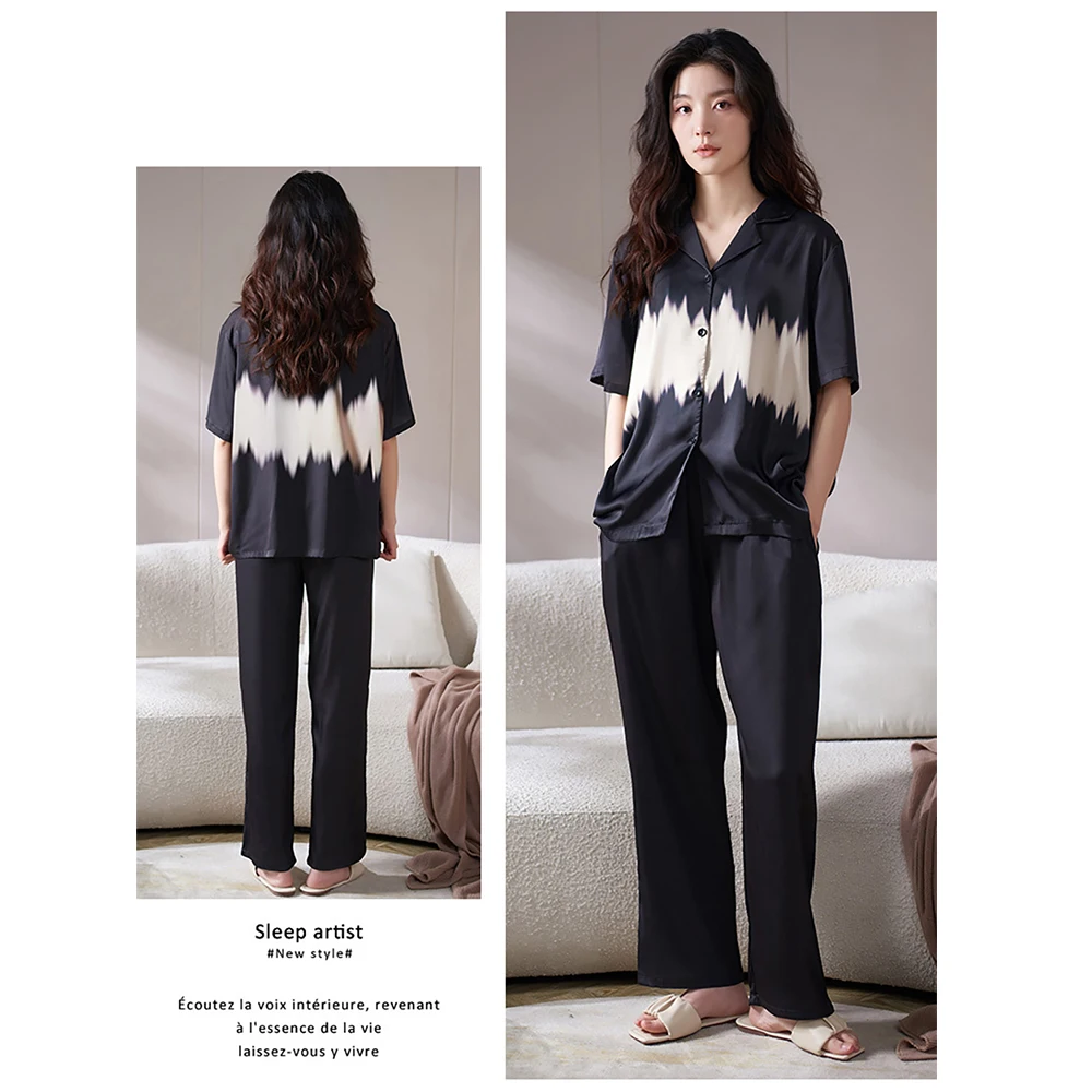 Spring Summer Silk Like Pajamas for Men Trendyol Luxury Satin Pajama Sets Breathable Sleepwear Night Clothes pijama masculino