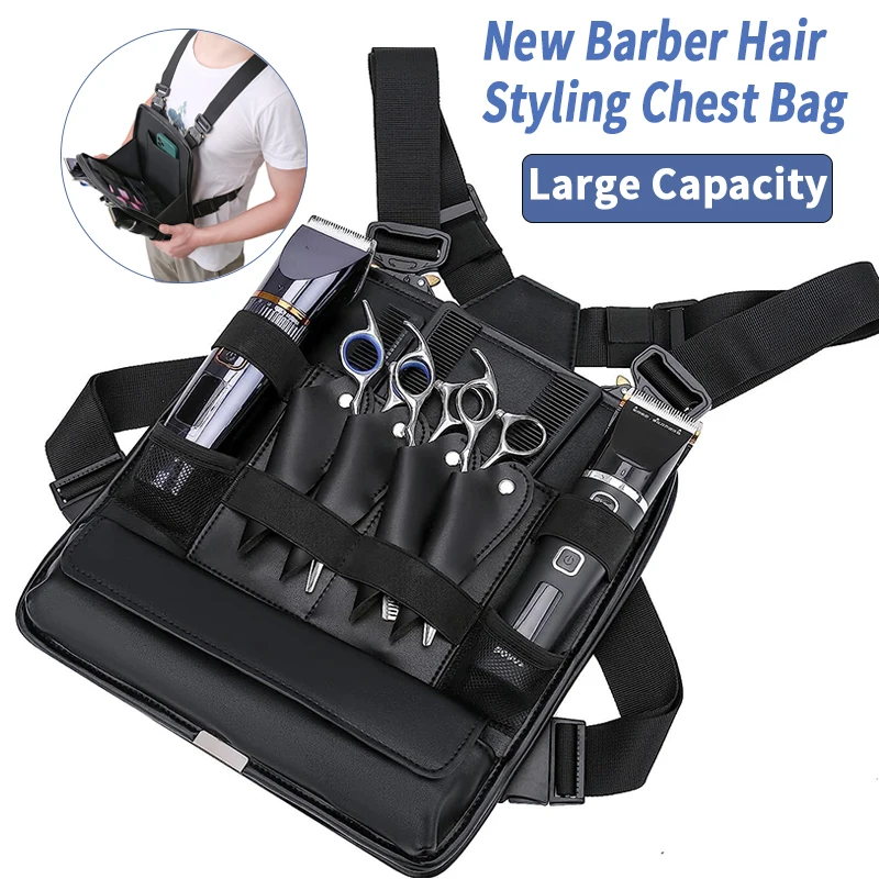 

Newest Barber Leather Fashion Salon Scissor Chest Rig Bags Hairdresser Stylist Haircut Tools Bag Functional Storage Backpack
