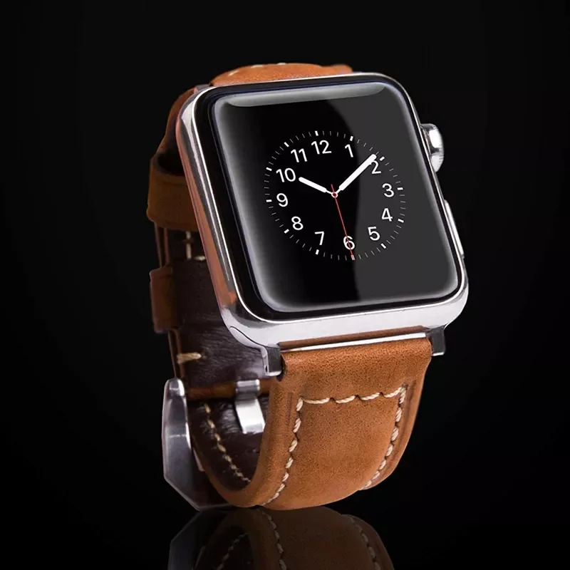 Genuine Leather strap For Apple Watch Band 44mm 40mm 38mm 42mm Retro belt correa bracelet iwatch series 6 se 5 4 3 7 45mm 41mm