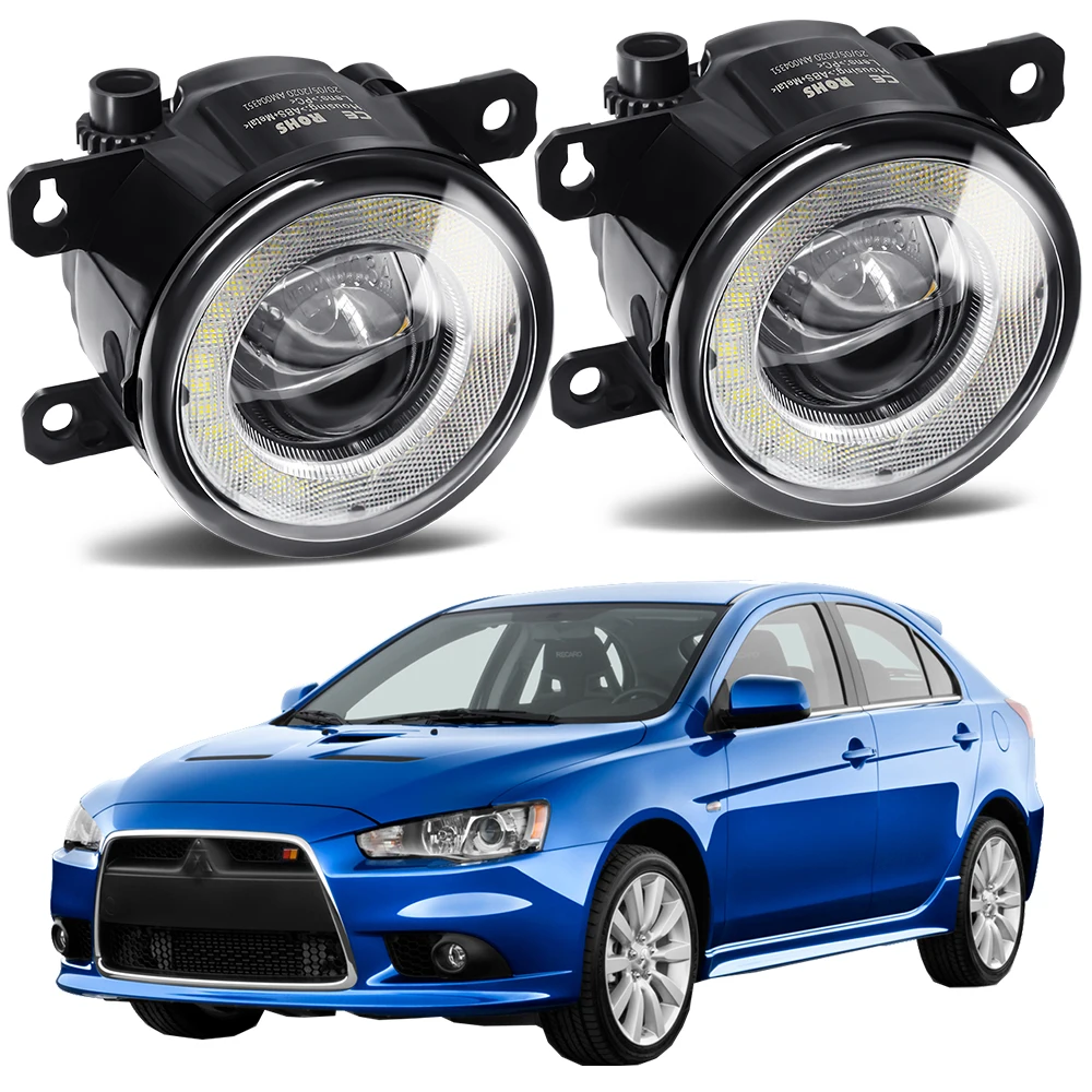 

2 X Car Fog Light Assembly 30W LED Lens Angel Eye Daytime Running Light DRL H11 12V For Mitsubishi Lancer Sportback 2009-2018