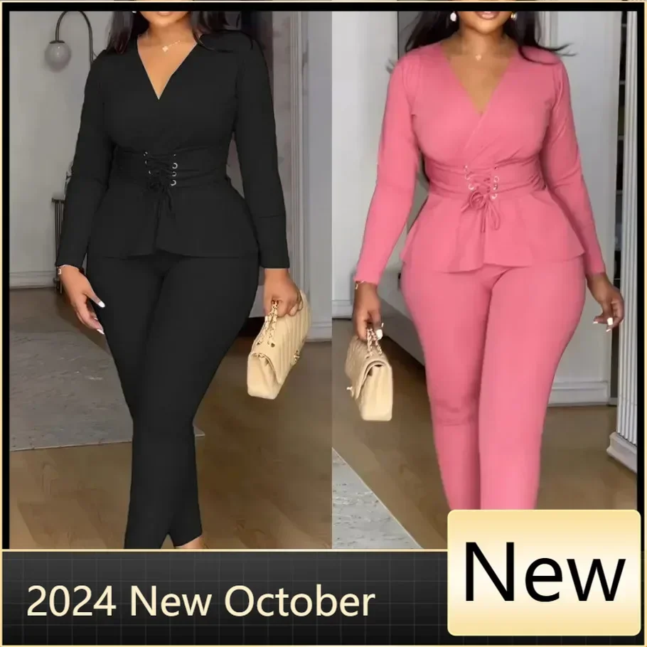 Осень-зима модный повседневный однотонный комплект из двух предметов