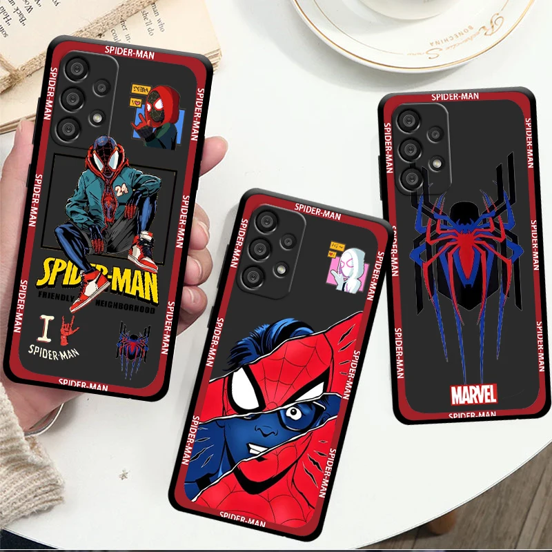 

Marvel Spiderman Fashion Art Phone Case For Samsung A72 A71 A53 A52 A51 A31 A42 A32 A23 A22 A21S A13 A12 A03 A02 Black Cover