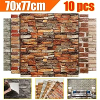 10pcs 3d brick wall sticker retro stone pattern self adhesive anti collision wallpaper foam panel 70x77cm home decor waterproof