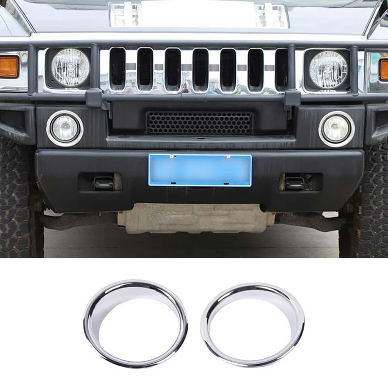 

Car Front Fog Lamp Light Trim Rings Cover Decoration for Hummer H2 2003-2009 Accessories ,ABS Silver 2 Pack