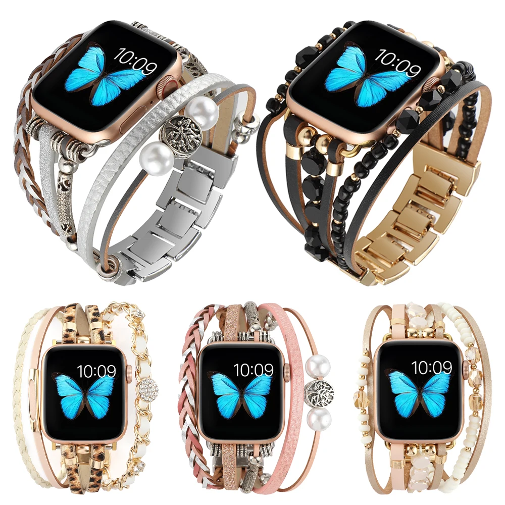 

Ремешок металлический для Apple Watch Series 8 7 6 Se 5 4 3 2 Ultra, женский браслет для IWatch 49 мм 45 мм 41 мм 40 мм 38 мм 44 мм