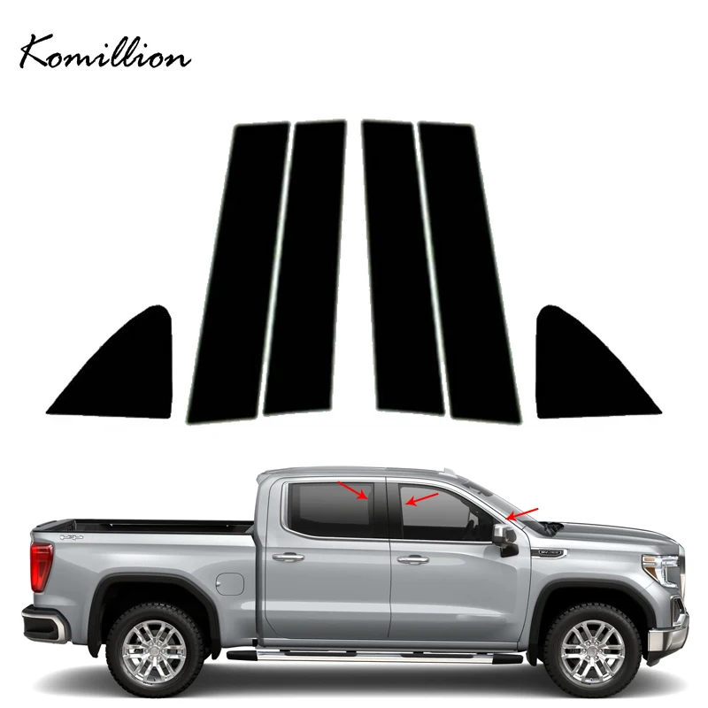 

6Pcs Car Door Window Pillar Posts Trim Covers Sticker Glossy Black for CHEVROLET Silverado 1500 CREW CAB 2019 2020 2021 2022