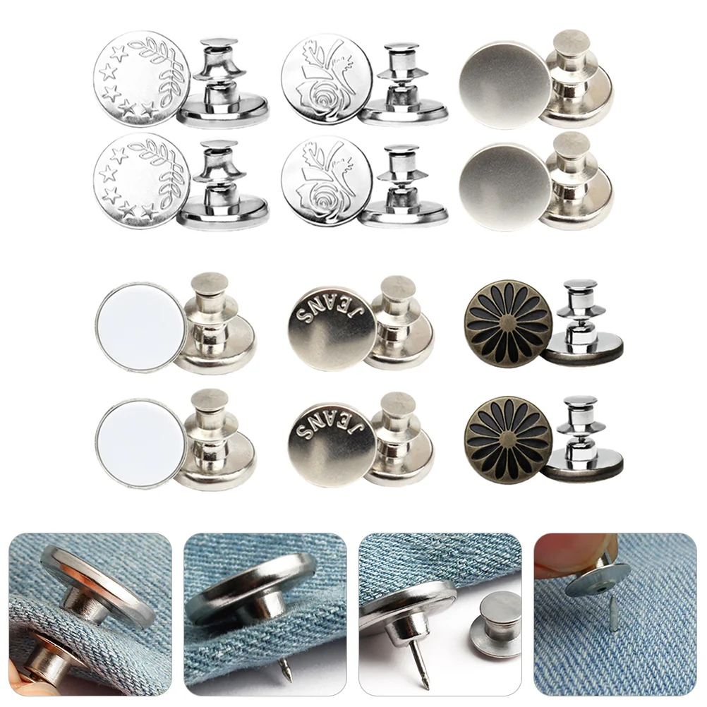 Button Waist Buckle Jeans Replacement Extender Buttons Snap Jeansew Detachable Instant Reduce Pants Expander Metal Thin