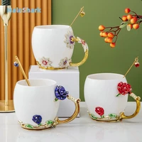 rose flower mug coffee mug ceramic mug travel mug exquisite diamond ins valentines day christmas gift