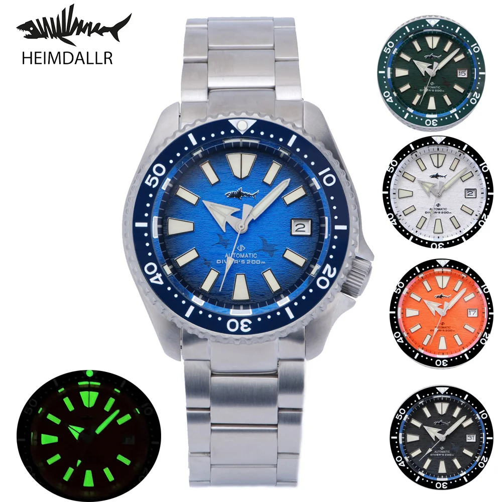 Мужские водонепроницаемые часы для дайвинга Heimdallr Titanium SKX007 с синим циферблатом 44