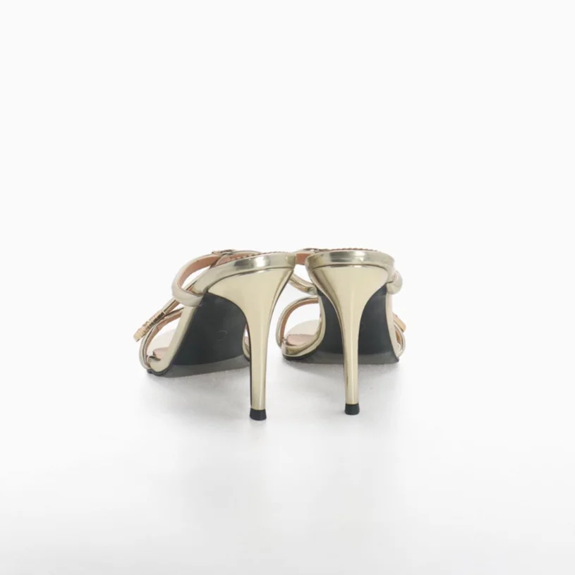 Round Toe Metallic Crystal Slippers Slip on Shallow High Heels Summer Outfit Party Sandals Women Elegant Shoes Zapatillas Mujer