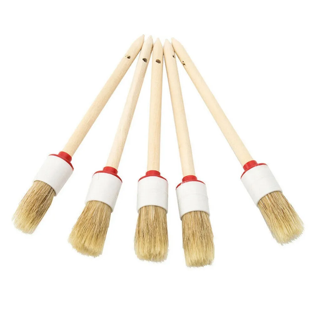 

Boar Hair Tool Detailing Brush 5pcs/set Auto For Car Cleaning Interior