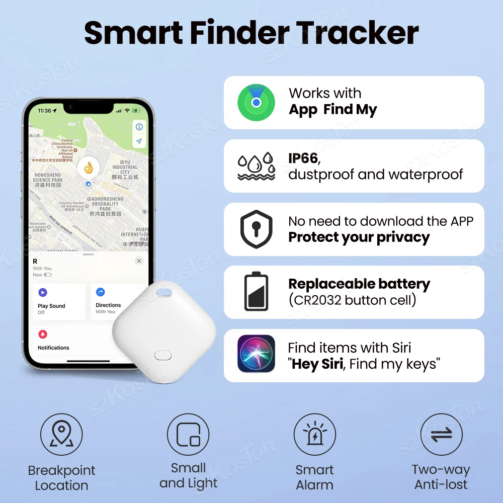 GPS-трекер Bluetooth-совместимый локатор работает с приложением Find My App только для IOS