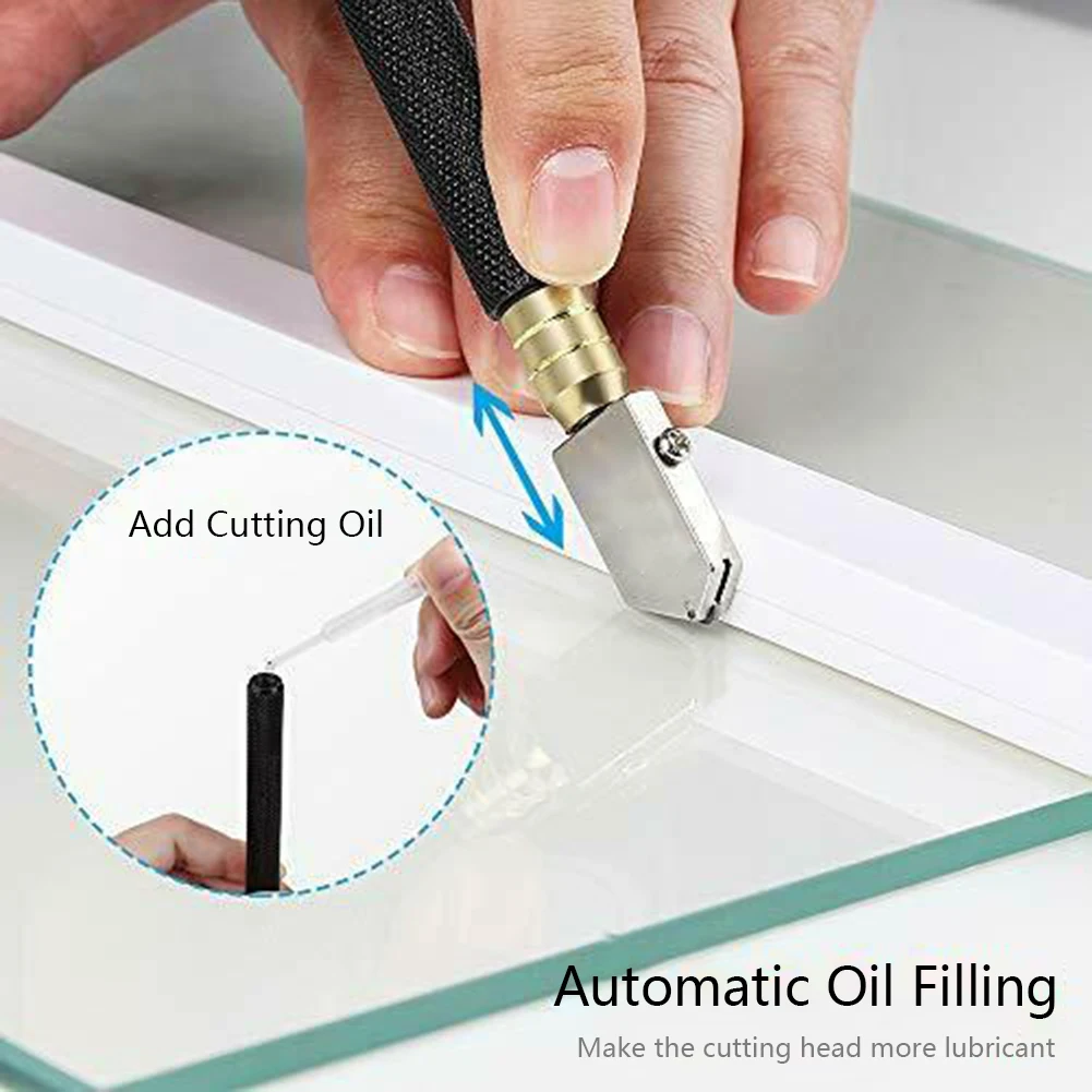

2pcs 6-12mm Glass Cutter Tile Tooling Oil Dropper Diamond Head Blade Floor Porcelain Scratcher Handle Construction Cutting Tools