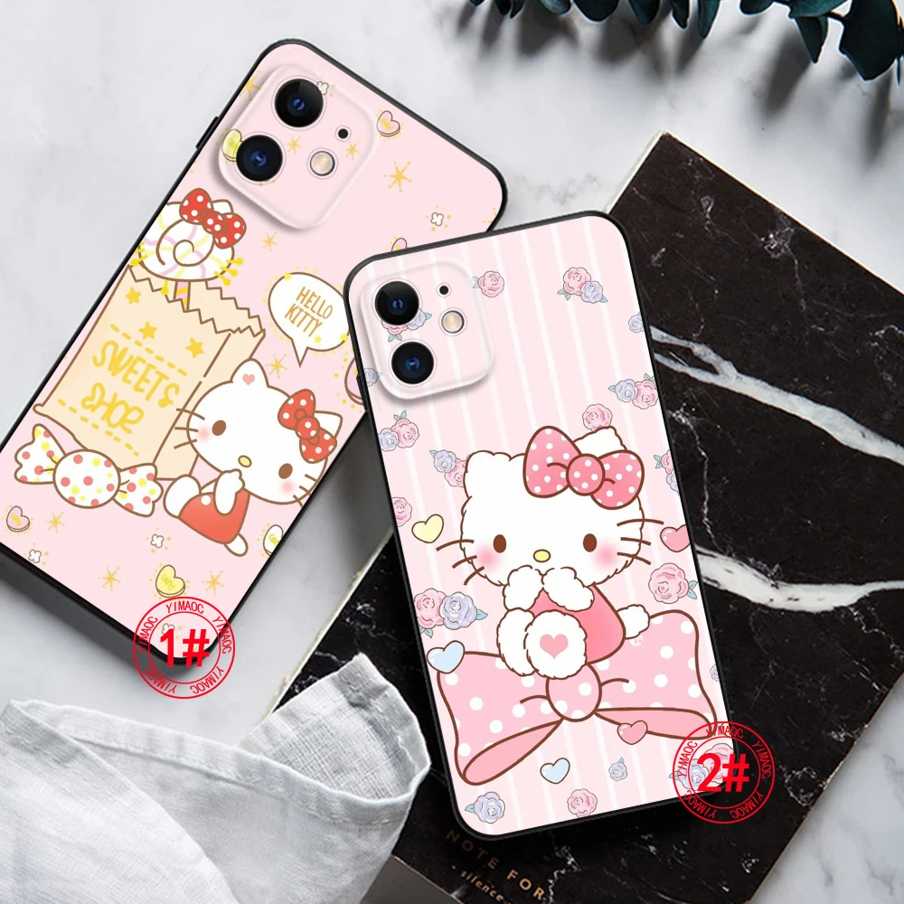 G35 Holle Kitty cute Soft Silicone Case for iPhone 15 14 Plus 13 12 11 X XS XR Pro Max Mini 8 7