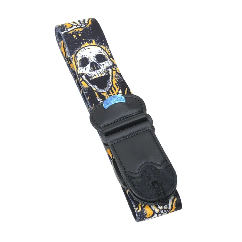 

Polyester New Electric Wood Guitar Bass Colorful Printing Polyester Strap with Paddle Placement Polyester Colorful Guitar Strap