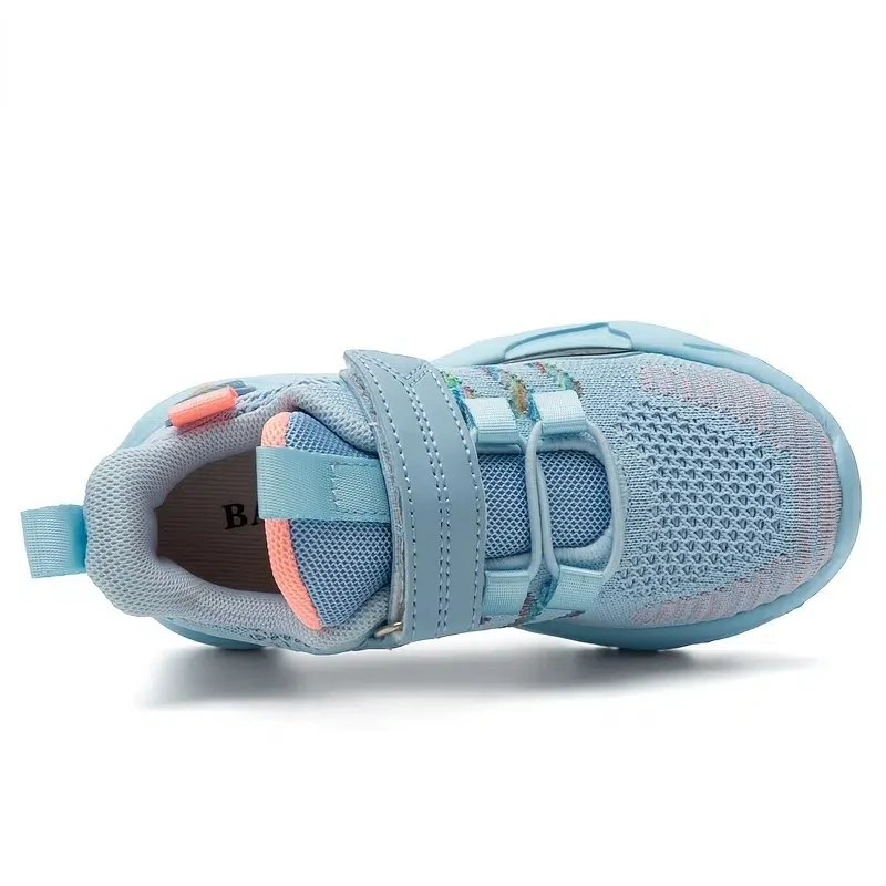 Kids LED Light Running Shoes With Hoop & Loop Casual Breathable Shock-absorption Sneaker For Children Boys Girls