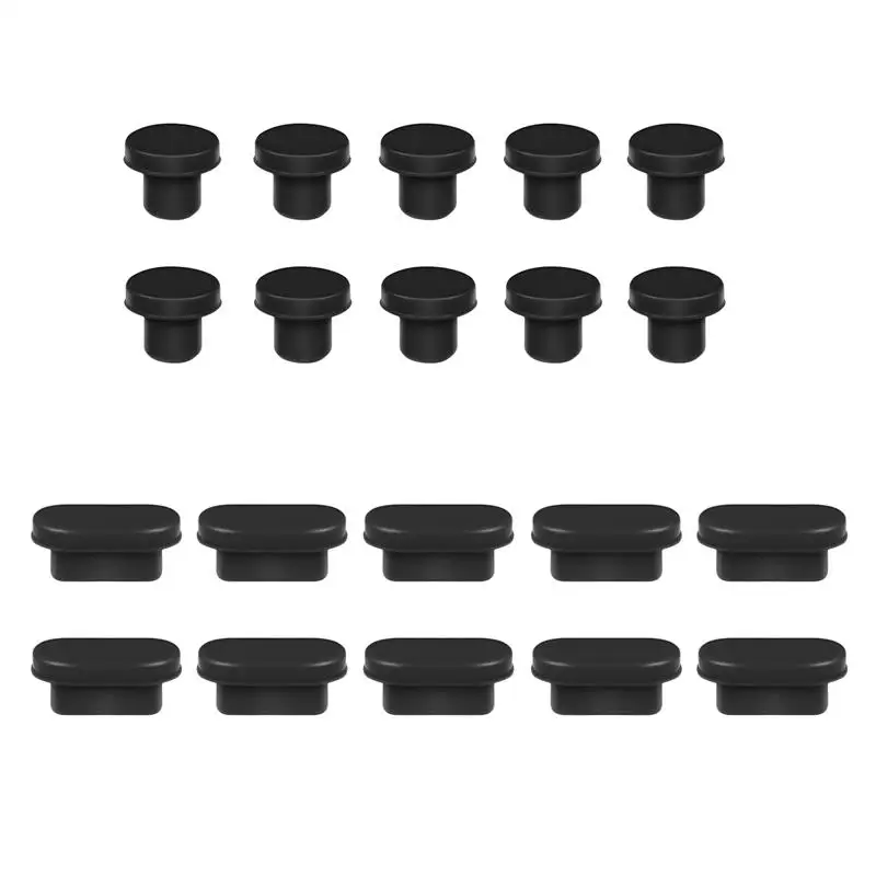 

Hemobllo 10 Pairs 3.5mm Earphone Jack Anti Dust Plugs And Type-C Port Plugs Compatible for Android Phones Laptop PC Black