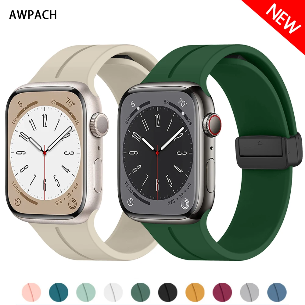 

Магнитный ремешок для Apple watch ultra band 44 мм 45 мм 49 мм 40 мм 41 мм 42 мм 38 мм 45 мм, силиконовый браслет для iWatch Series 7 8 se 6 5 3