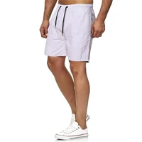 mens shorts summer fashion solid color loose beach shorts mens casual mid waist lace up sports fitness straight shorts