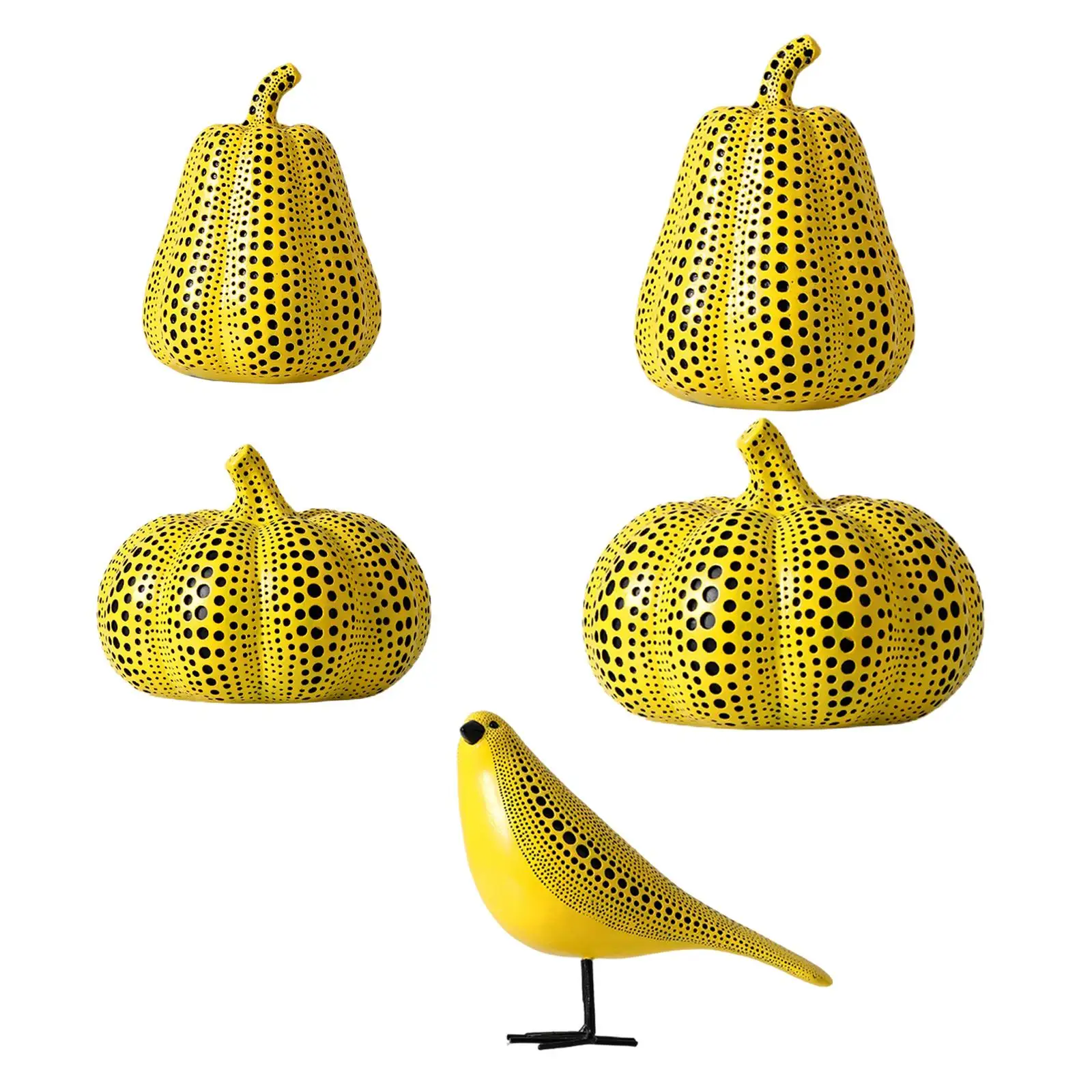 

Hand Painted Pumpkin Statue Accs Art Crafts Artwork Gift Simple Dots Sculpture Resin for Tabletop Bedroom Wine Cabinet Office