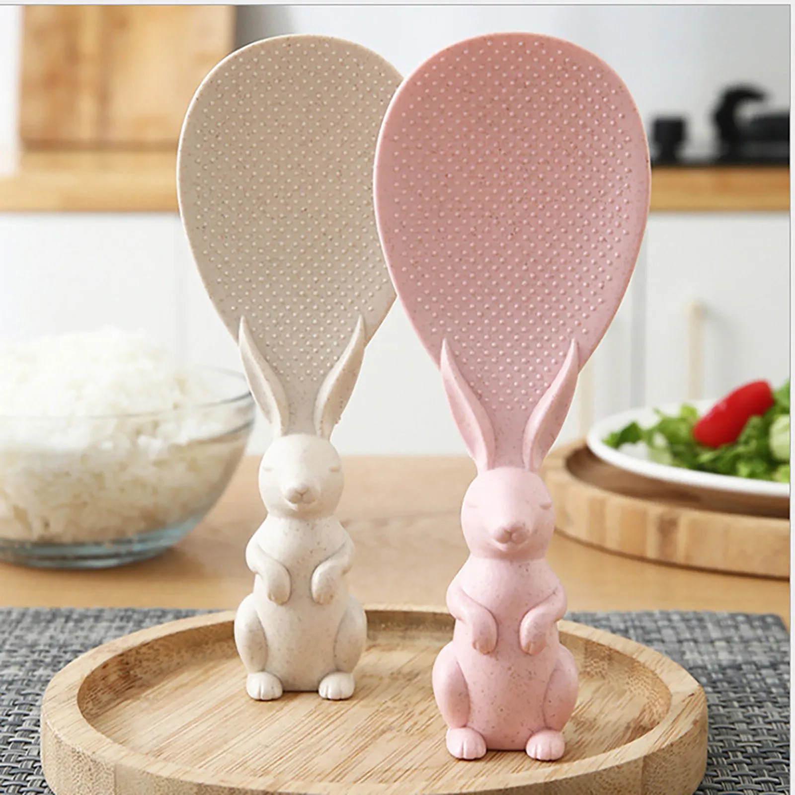 

PP Non-Stick Kitchen Rice Spoon Cartoon Standing Rabbit Stereoscopic Rice Shovel Cooking Tools Kitchen Accessories Rice Spoon