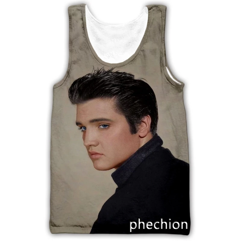 

Новый модный мужской/женский жилет phechion с 3D принтом Elvis Presley без рукавов Повседневная Уличная одежда Мужская свободная Спортивная майка D25