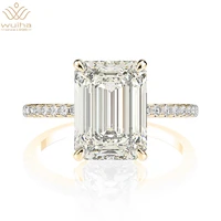 wuiha 925 sterling silver 18k gold emerald cut 4ct pass diamond test real d moissanite ring for women wedding gift drop shipping