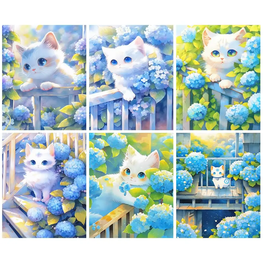 

PhotoCustom Coloring By Numbers Flower Cat For Adults Drawing On Canvas Home Decoration Paint By Numbers Animals DIY Gift 60x75c