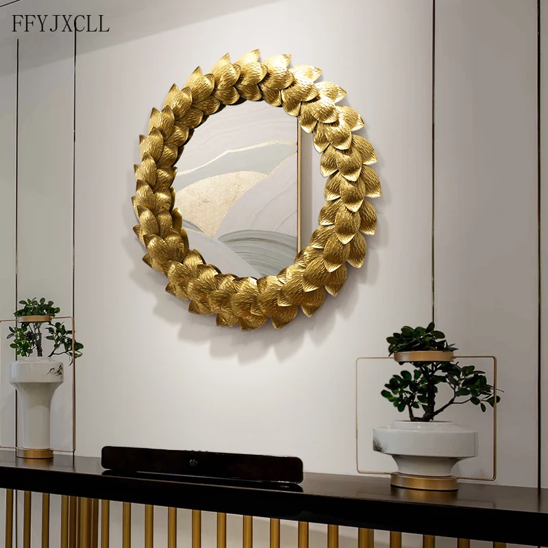 

European-Style Living Room Decoration Mirror Porch Wall Decoration Bedroom Wall Hanging Home Decoration Iron Ornaments Mirror