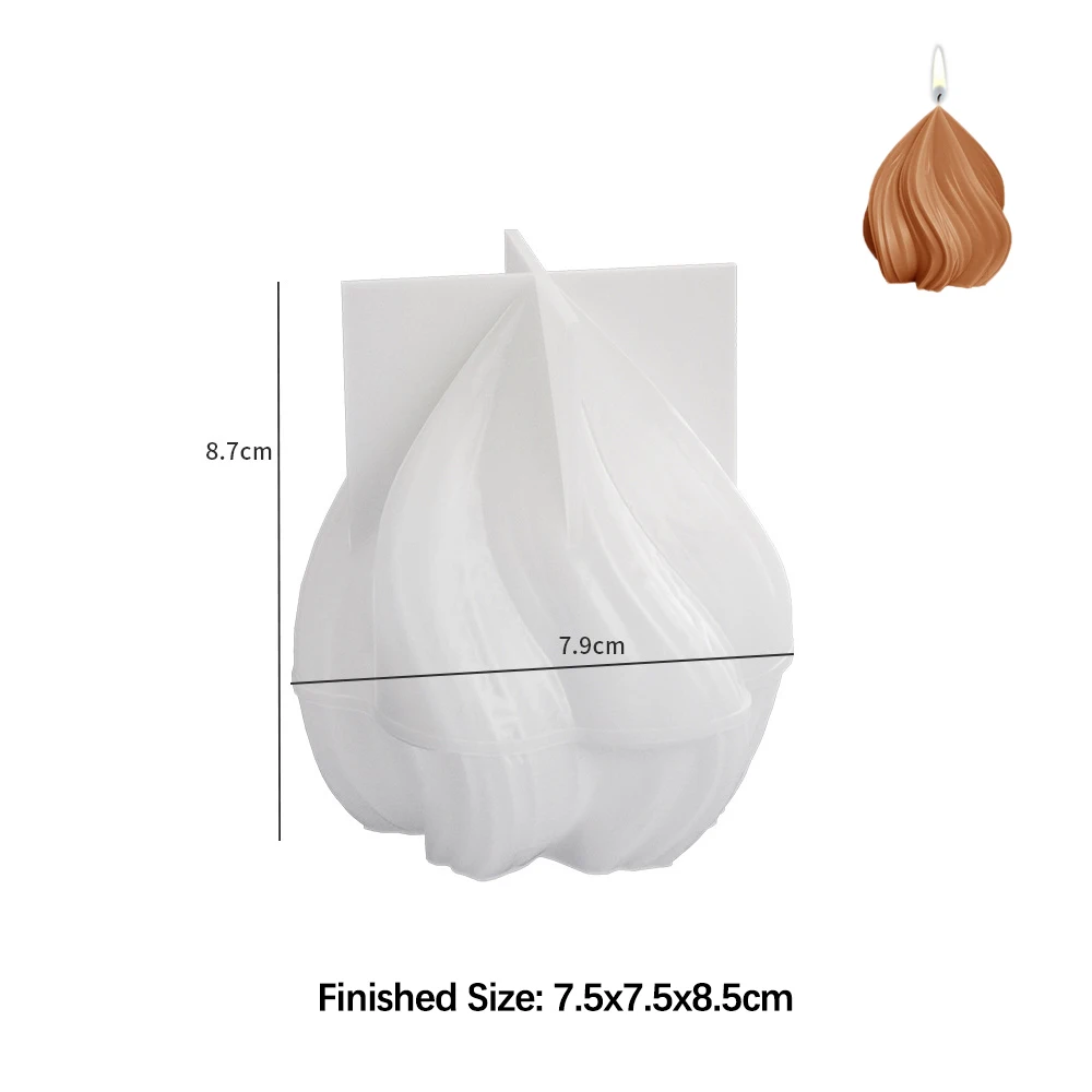 Спиральная каплевидная силиконовая форма для изготовления свечей гель-мыло