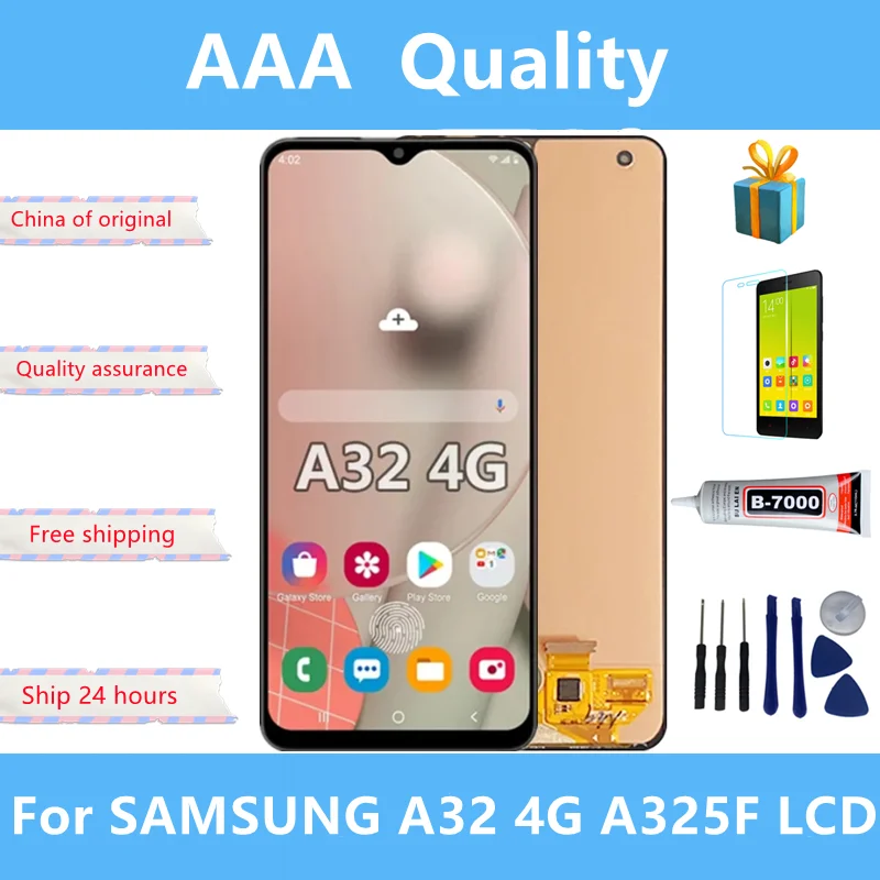 

6.4'' Original For A325F Display With Frame for Samsung Galaxy A32 4G A325 A325G SM-A325F/DS LCD Touch Screen Digitizer Assembly