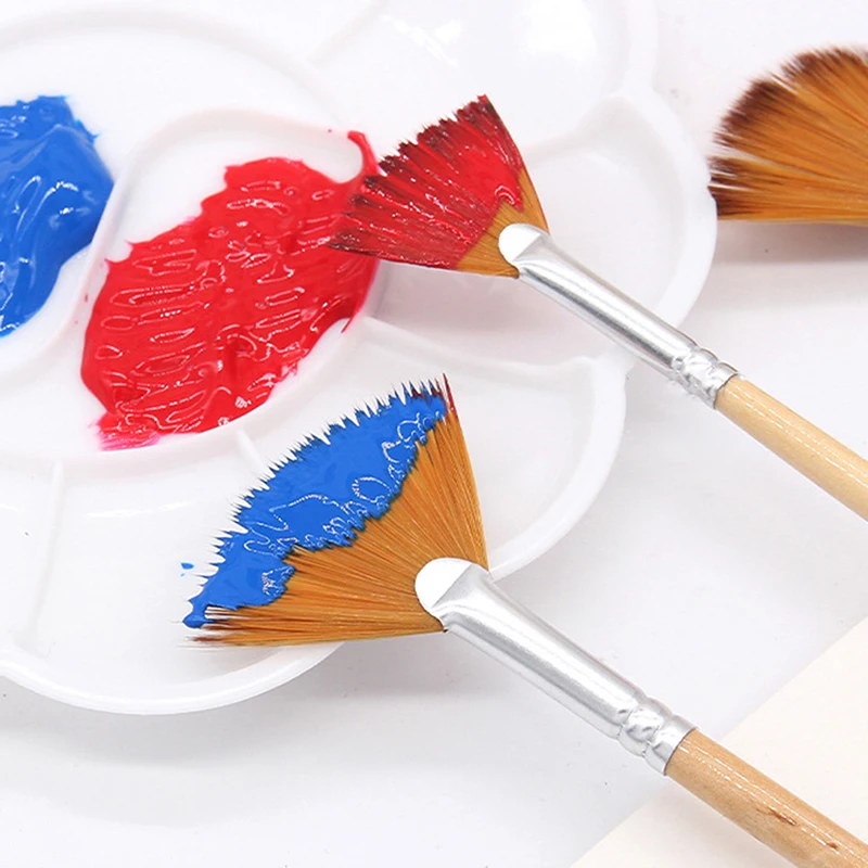 

5pcs Fan Shape Gouache Painting Pen Nylon Hair Paint Brush Drawing Art Supplies Watercolor Acrylic Gouache Painting Tools