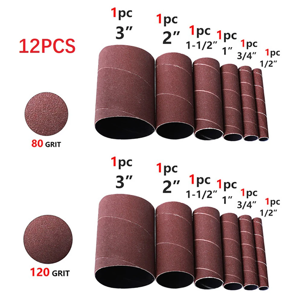 12Pcs/Set 4.5inch Sanding Paper Sleeves Drum Sandpaper Ring Rust-Removing Edging Abrasive Cloth Polishing Tools