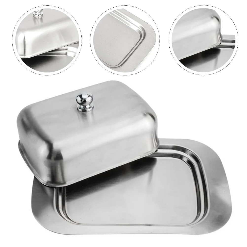 

Stainless Steel Butter Box Household Keeper Tray Cake Accessory Storage Supply Dish