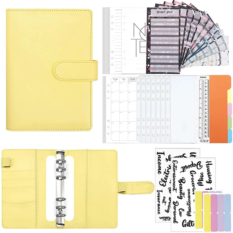 

28Pc Budget Binder Set,A6 Ring Binder Notebook with Clear Cash Envelopes,for Budgeting & Saving Money,Travel & Diary