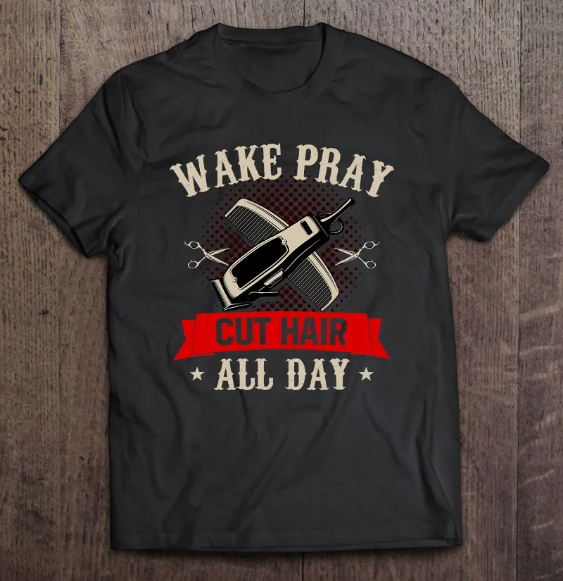 

Футболка Парикмахерская женская оверсайз с надписью Wake Pray, аниме футболка с вырезами на весь день, одежда для мужчин