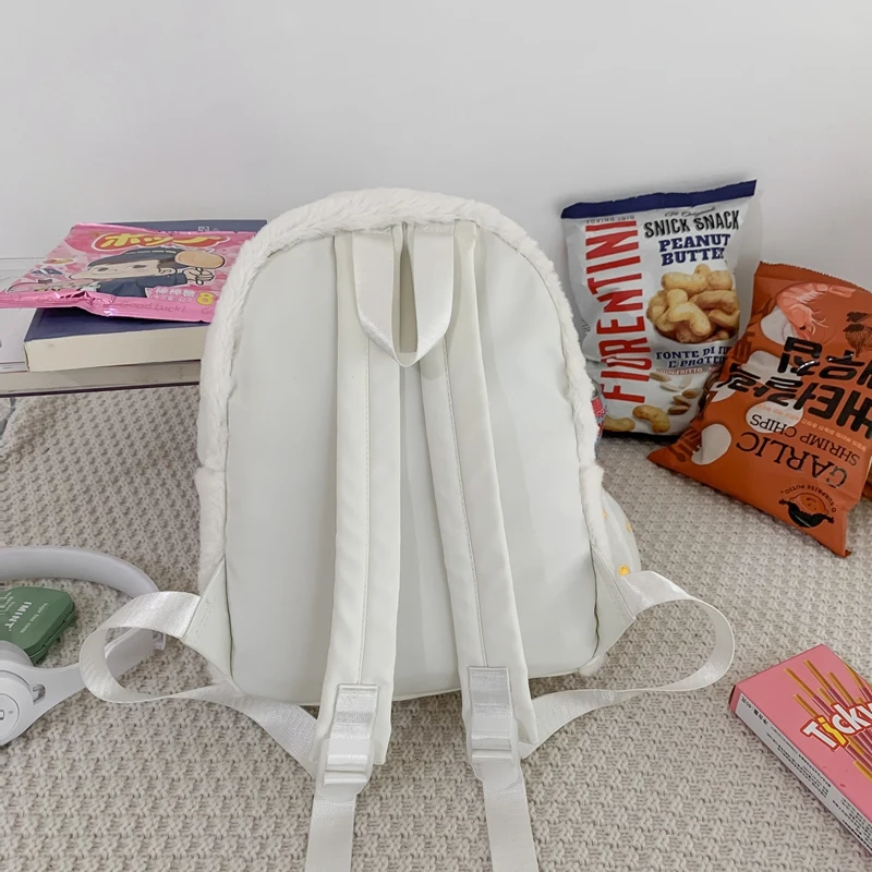 Est Kawaii Girls School Backpack Teenager Women Female Bagpack Shoulders Fluffy Nylon Bear Bolsa Mochila Bag Mini Cute Smallbag