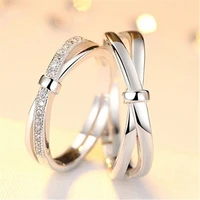 cross bow copper plated platinum resizeable crystal couple rings men women adjustable 7 shape opening finger jewelry wholesale
