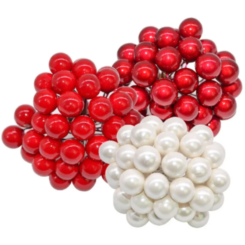 

100pcs/lot Mini Plastic Fake Small Berries Artificial Flower Fruit Stamens Cherry Pearl Wedding DIY Gift Box Decorated Wreaths