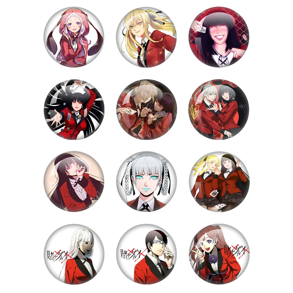 

Anime Manga Kakegurui Pin Brestpin Yumeko Jabami Glass Cabochon Photo 12mm-40mm Cabochon Demo Flat Back Making Findings